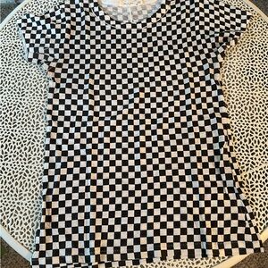 rag & bone Black and White Checkerboard Short Sleeve Tee